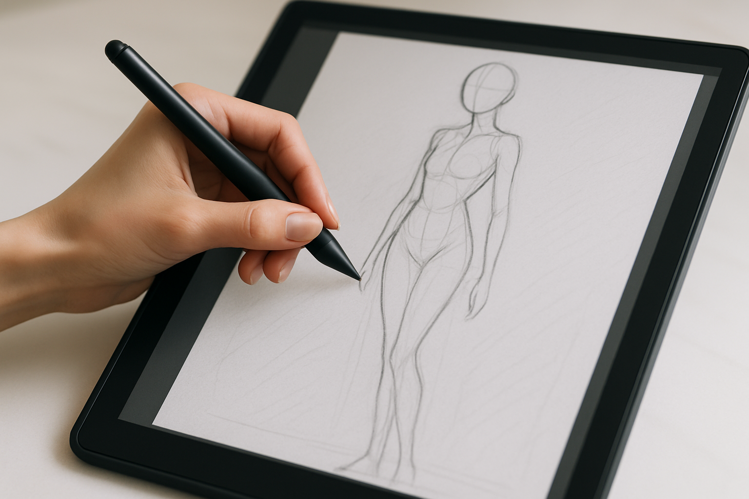 make the sketch the beginnings of a woman human figure drawing